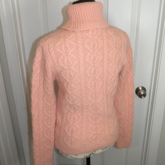 The Limited Turtleneck Cable Knit Wool & Angora Blend Sweater Pink Size Medium - Picture 8 of 9